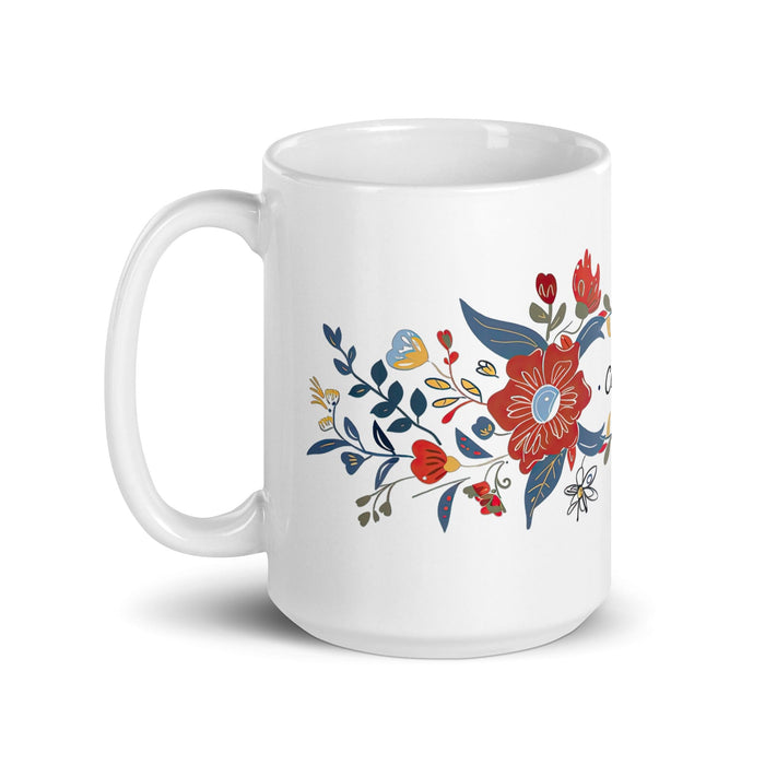 Clarisa Exclusive Name Art Piece Home Office Work Coffee Mug Mexican Spanish Pride Gift Cup One-Of-A-Kind Calligraphy White Glossy Mug | C15 Mexicada