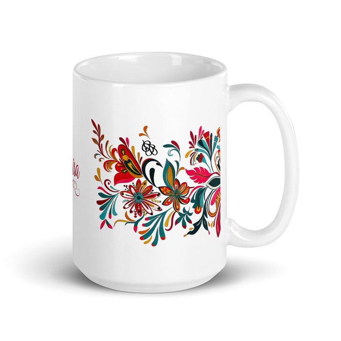 Clarisa Exclusive Name Art Piece Home Office Work Coffee Mug Mexican Spanish Pride Gift Cup One-Of-A-Kind Calligraphy White Glossy Mug | C16 Mexicada 15 oz