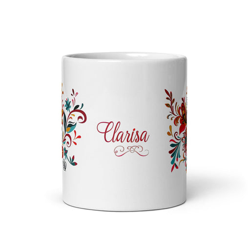 Clarisa Exclusive Name Art Piece Home Office Work Coffee Mug Mexican Spanish Pride Gift Cup One-Of-A-Kind Calligraphy White Glossy Mug | C16 Mexicada