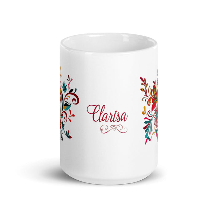 Clarisa Exclusive Name Art Piece Home Office Work Coffee Mug Mexican Spanish Pride Gift Cup One-Of-A-Kind Calligraphy White Glossy Mug | C16 Mexicada