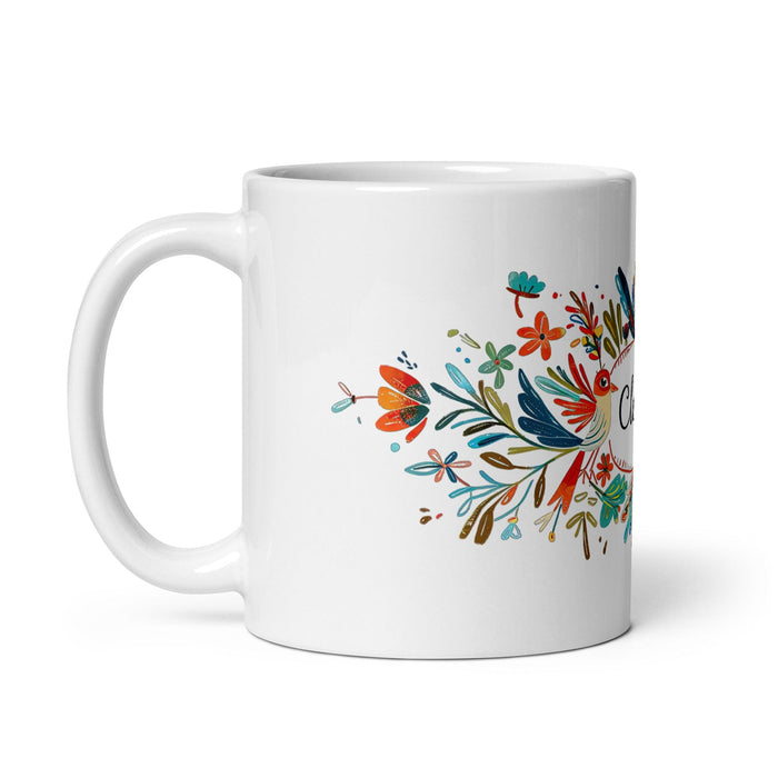 Clarisa Exclusive Name Art Piece Home Office Work Coffee Mug Mexican Spanish Pride Gift Cup One-Of-A-Kind Calligraphy White Glossy Mug | C17 Mexicada