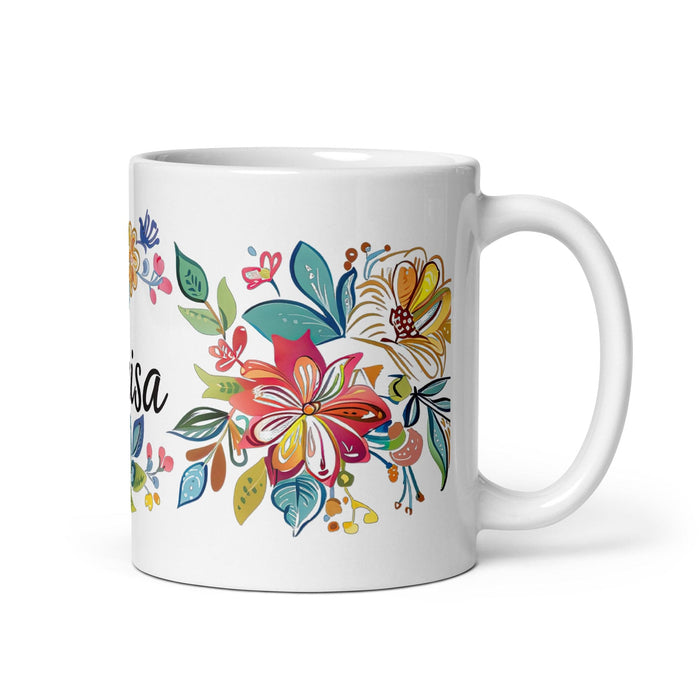 Clarisa Exclusive Name Art Piece Home Office Work Coffee Mug Mexican Spanish Pride Gift Cup One-Of-A-Kind Calligraphy White Glossy Mug | C18 Mexicada 11 oz