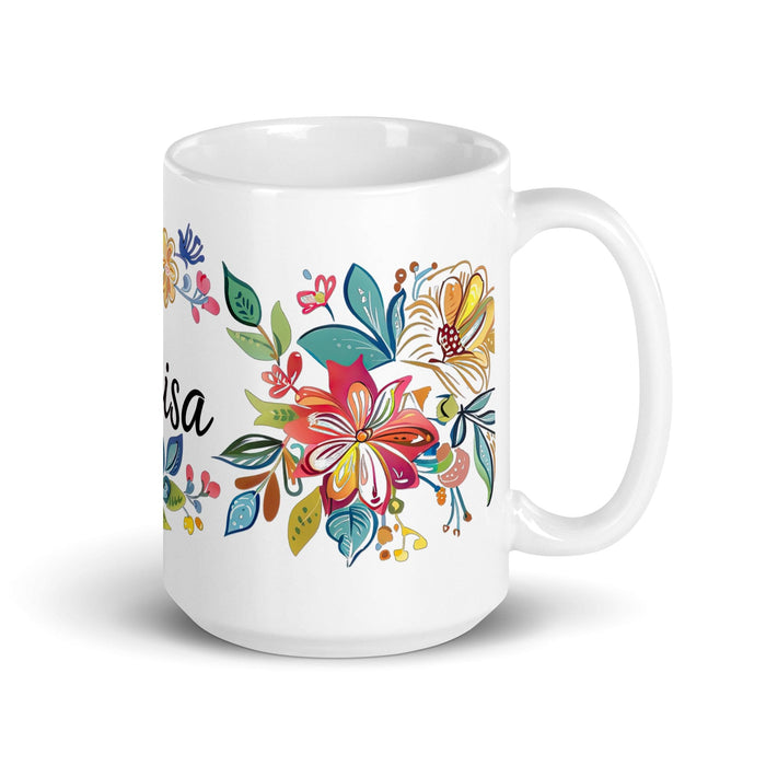 Clarisa Exclusive Name Art Piece Home Office Work Coffee Mug Mexican Spanish Pride Gift Cup One-Of-A-Kind Calligraphy White Glossy Mug | C18 Mexicada 15 oz