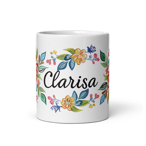 Clarisa Exclusive Name Art Piece Home Office Work Coffee Mug Mexican Spanish Pride Gift Cup One-Of-A-Kind Calligraphy White Glossy Mug | C18 Mexicada