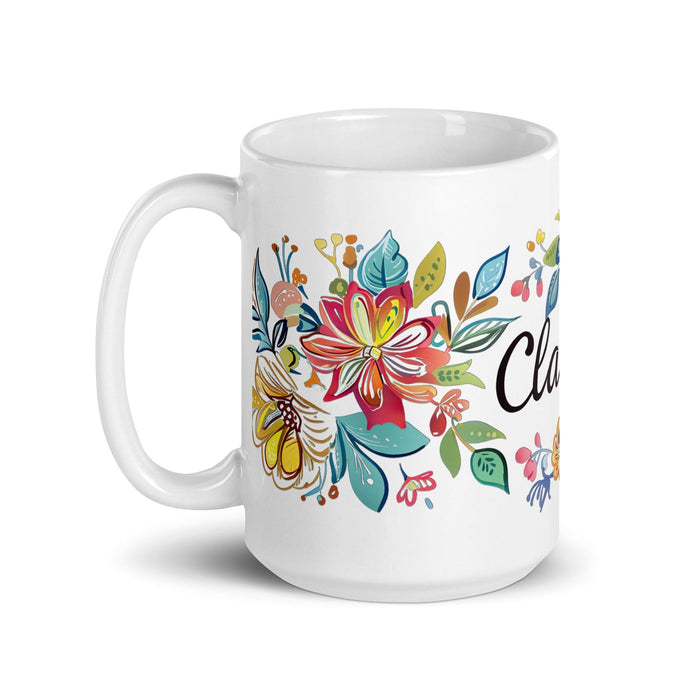 Clarisa Exclusive Name Art Piece Home Office Work Coffee Mug Mexican Spanish Pride Gift Cup One-Of-A-Kind Calligraphy White Glossy Mug | C18 Mexicada