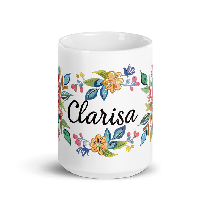 Clarisa Exclusive Name Art Piece Home Office Work Coffee Mug Mexican Spanish Pride Gift Cup One-Of-A-Kind Calligraphy White Glossy Mug | C18 Mexicada