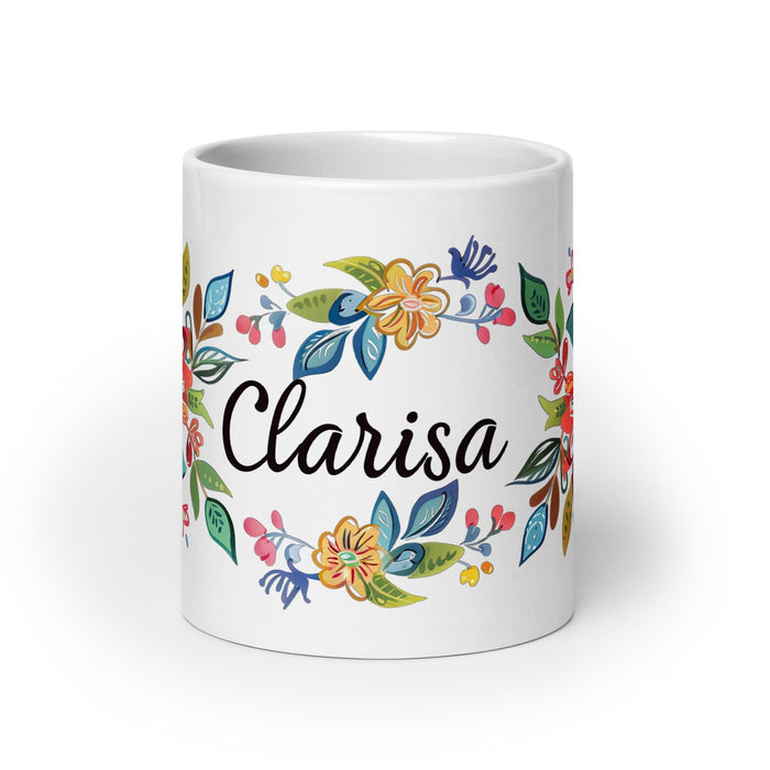 Clarisa Exclusive Name Art Piece Home Office Work Coffee Mug Mexican Spanish Pride Gift Cup One-Of-A-Kind Calligraphy White Glossy Mug | C18 Mexicada