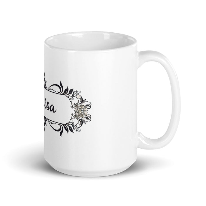 Clarisa Exclusive Name Art Piece Home Office Work Coffee Mug Mexican Spanish Pride Gift Cup One-Of-A-Kind Calligraphy White Glossy Mug | C19 Mexicada 15 oz