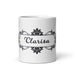 Clarisa Exclusive Name Art Piece Home Office Work Coffee Mug Mexican Spanish Pride Gift Cup One-Of-A-Kind Calligraphy White Glossy Mug | C19 Mexicada