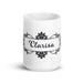 Clarisa Exclusive Name Art Piece Home Office Work Coffee Mug Mexican Spanish Pride Gift Cup One-Of-A-Kind Calligraphy White Glossy Mug | C19 Mexicada