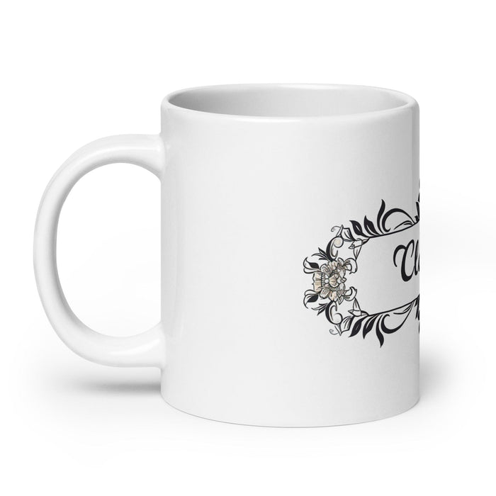 Clarisa Exclusive Name Art Piece Home Office Work Coffee Mug Mexican Spanish Pride Gift Cup One-Of-A-Kind Calligraphy White Glossy Mug | C19 Mexicada