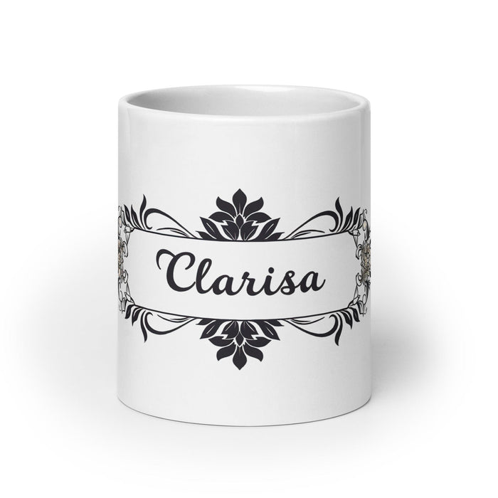 Clarisa Exclusive Name Art Piece Home Office Work Coffee Mug Mexican Spanish Pride Gift Cup One-Of-A-Kind Calligraphy White Glossy Mug | C19 Mexicada