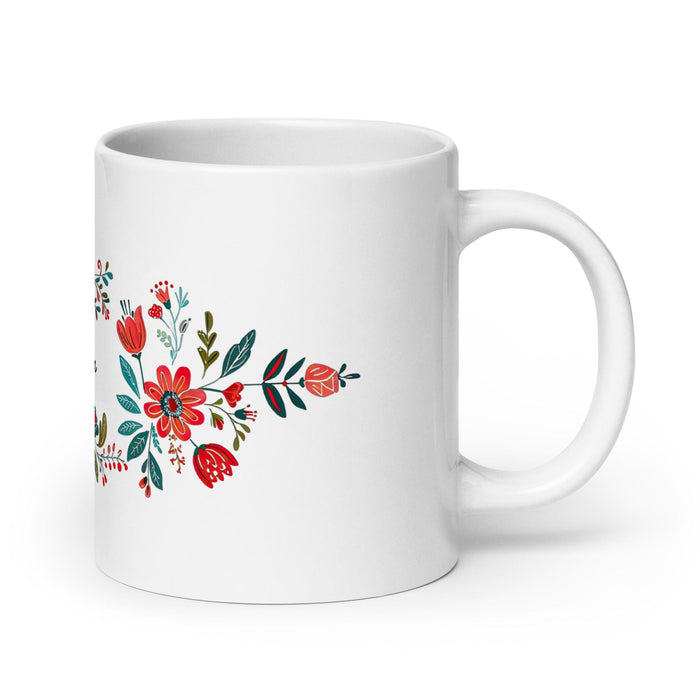 Clarisa Exclusive Name Art Piece Home Office Work Coffee Mug Mexican Spanish Pride Gift Cup One-Of-A-Kind Calligraphy White Glossy Mug | C2 Mexicada 20 oz