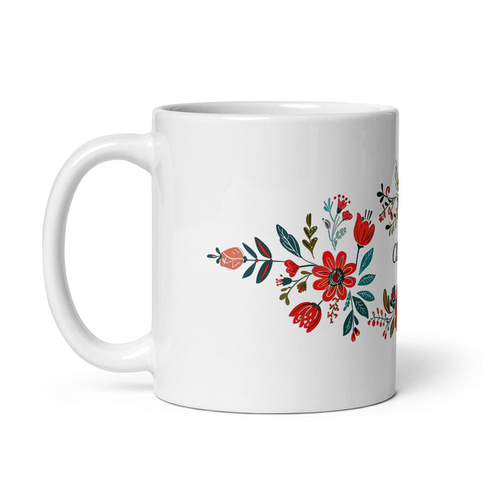 Clarisa Exclusive Name Art Piece Home Office Work Coffee Mug Mexican Spanish Pride Gift Cup One-Of-A-Kind Calligraphy White Glossy Mug | C2 Mexicada