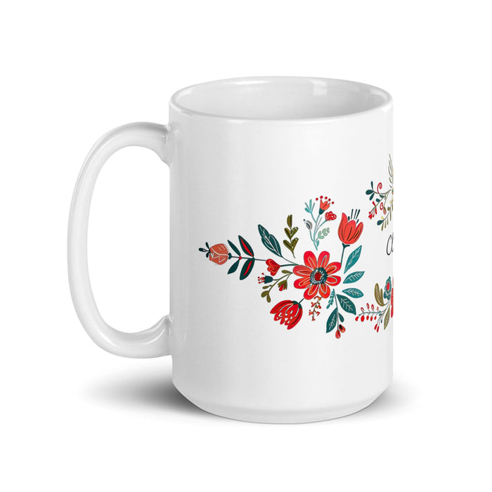 Clarisa Exclusive Name Art Piece Home Office Work Coffee Mug Mexican Spanish Pride Gift Cup One-Of-A-Kind Calligraphy White Glossy Mug | C2 Mexicada