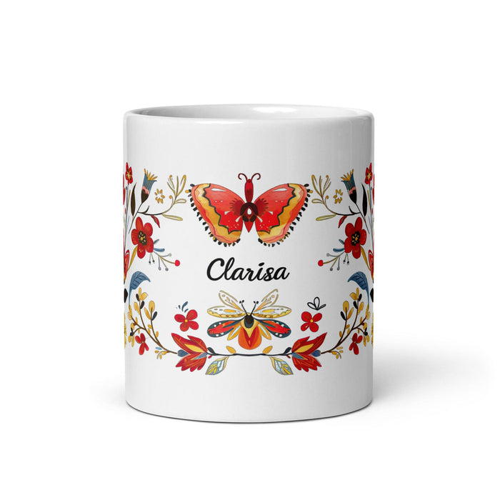 Clarisa Exclusive Name Art Piece Home Office Work Coffee Mug Mexican Spanish Pride Gift Cup One-Of-A-Kind Calligraphy White Glossy Mug | C20 Mexicada