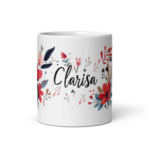 Clarisa Exclusive Name Art Piece Home Office Work Coffee Mug Mexican Spanish Pride Gift Cup One-Of-A-Kind Calligraphy White Glossy Mug | C21 Mexicada