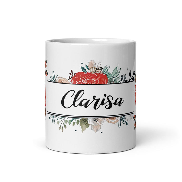 Clarisa Exclusive Name Art Piece Home Office Work Coffee Mug Mexican Spanish Pride Gift Cup One-Of-A-Kind Calligraphy White Glossy Mug | C23 Mexicada