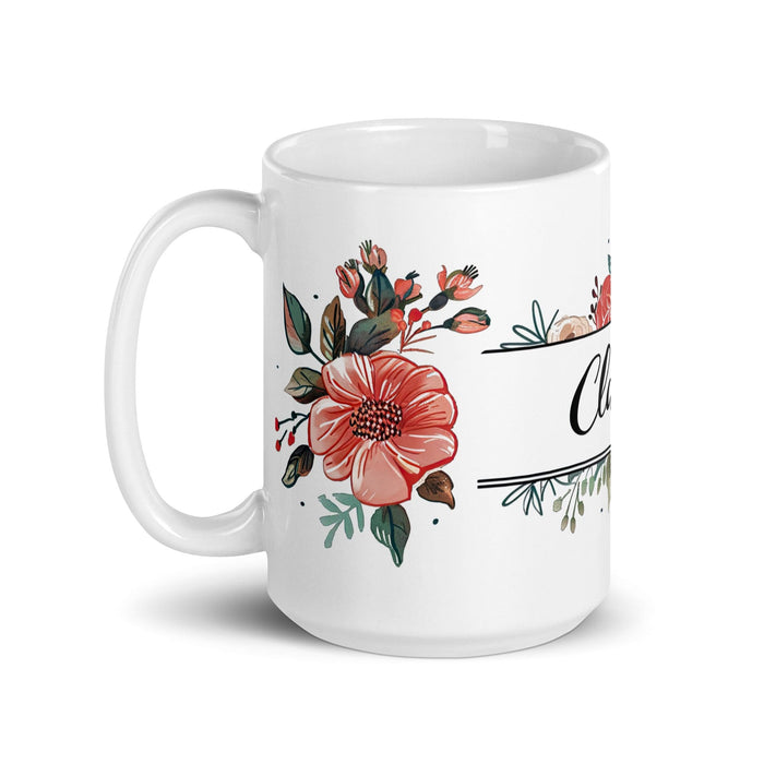 Clarisa Exclusive Name Art Piece Home Office Work Coffee Mug Mexican Spanish Pride Gift Cup One-Of-A-Kind Calligraphy White Glossy Mug | C23 Mexicada