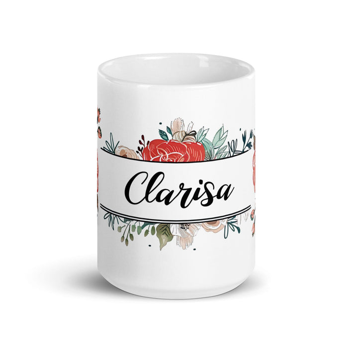 Clarisa Exclusive Name Art Piece Home Office Work Coffee Mug Mexican Spanish Pride Gift Cup One-Of-A-Kind Calligraphy White Glossy Mug | C23 Mexicada