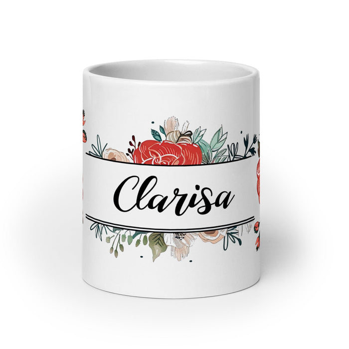 Clarisa Exclusive Name Art Piece Home Office Work Coffee Mug Mexican Spanish Pride Gift Cup One-Of-A-Kind Calligraphy White Glossy Mug | C23 Mexicada