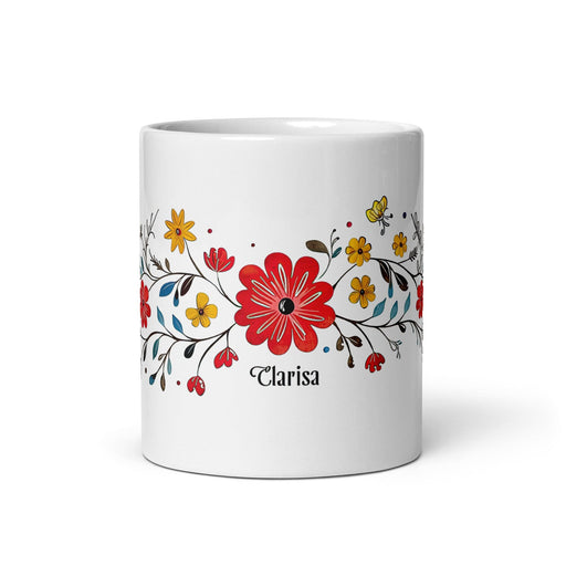 Clarisa Exclusive Name Art Piece Home Office Work Coffee Mug Mexican Spanish Pride Gift Cup One-Of-A-Kind Calligraphy White Glossy Mug | C24 Mexicada