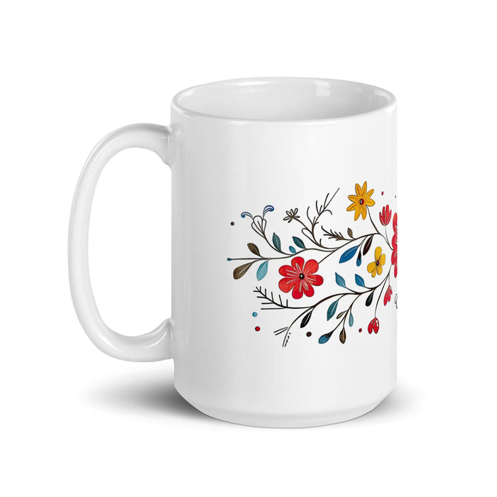 Clarisa Exclusive Name Art Piece Home Office Work Coffee Mug Mexican Spanish Pride Gift Cup One-Of-A-Kind Calligraphy White Glossy Mug | C24 Mexicada