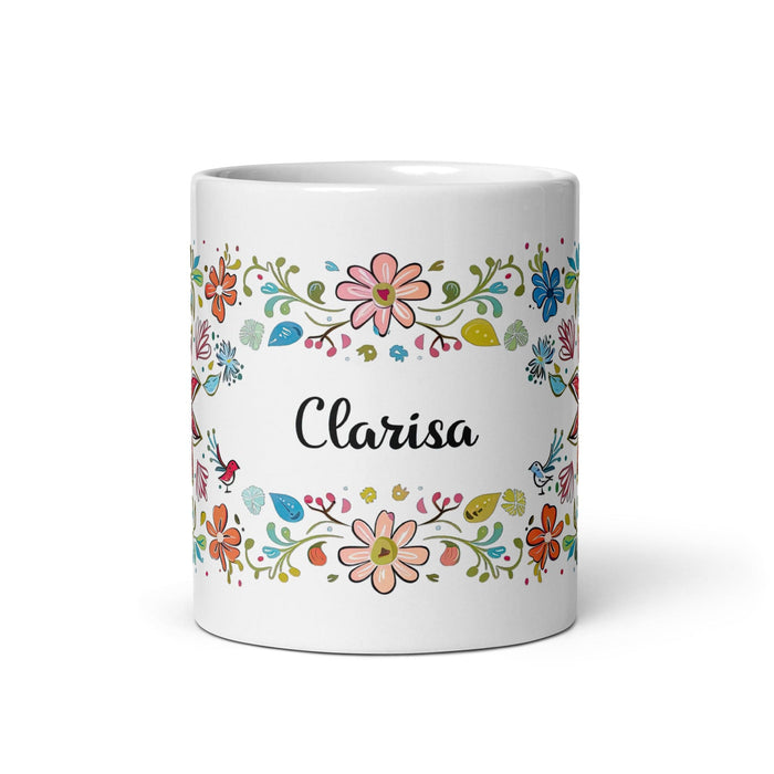 Clarisa Exclusive Name Art Piece Home Office Work Coffee Mug Mexican Spanish Pride Gift Cup One-Of-A-Kind Calligraphy White Glossy Mug | C25 Mexicada