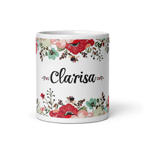 Clarisa Exclusive Name Art Piece Home Office Work Coffee Mug Mexican Spanish Pride Gift Cup One-Of-A-Kind Calligraphy White Glossy Mug | C26 Mexicada