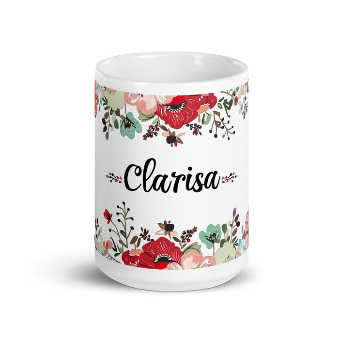 Clarisa Exclusive Name Art Piece Home Office Work Coffee Mug Mexican Spanish Pride Gift Cup One-Of-A-Kind Calligraphy White Glossy Mug | C26 Mexicada