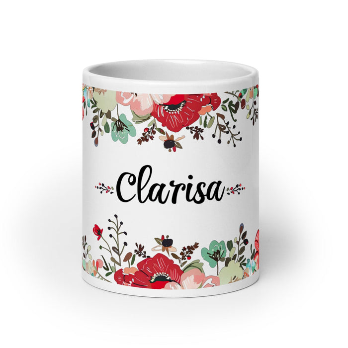 Clarisa Exclusive Name Art Piece Home Office Work Coffee Mug Mexican Spanish Pride Gift Cup One-Of-A-Kind Calligraphy White Glossy Mug | C26 Mexicada