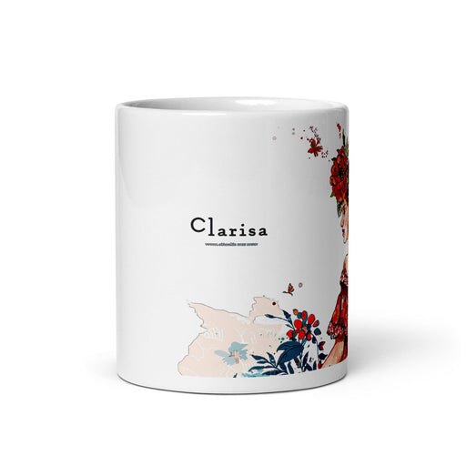 Clarisa Exclusive Name Art Piece Home Office Work Coffee Mug Mexican Spanish Pride Gift Cup One-Of-A-Kind Calligraphy White Glossy Mug | C28 Mexicada