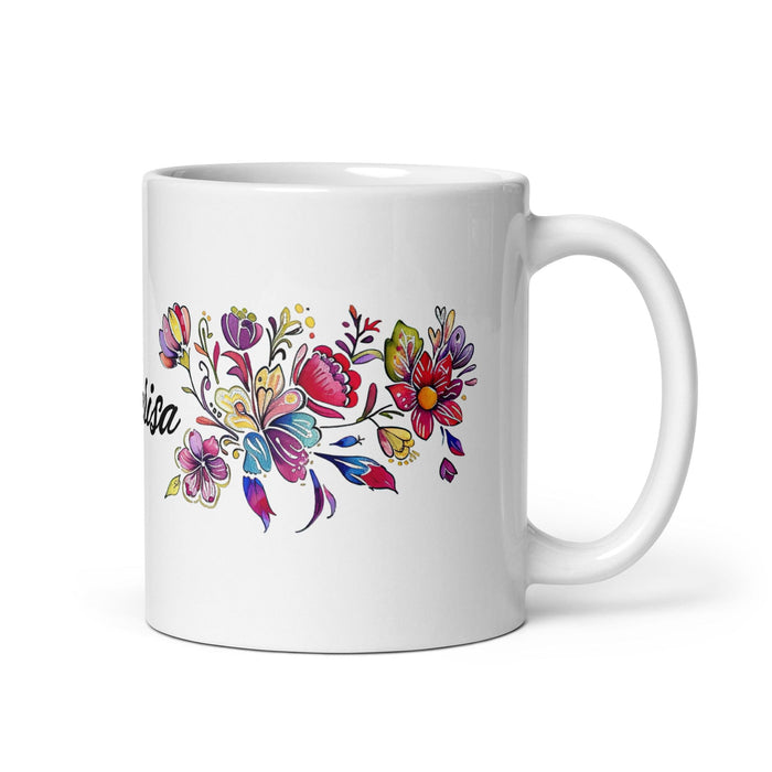 Clarisa Exclusive Name Art Piece Home Office Work Coffee Mug Mexican Spanish Pride Gift Cup One-Of-A-Kind Calligraphy White Glossy Mug | C3 Mexicada 11 oz