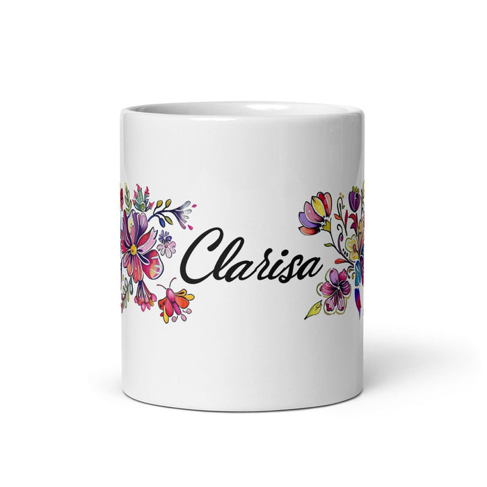 Clarisa Exclusive Name Art Piece Home Office Work Coffee Mug Mexican Spanish Pride Gift Cup One-Of-A-Kind Calligraphy White Glossy Mug | C3 Mexicada