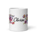 Clarisa Exclusive Name Art Piece Home Office Work Coffee Mug Mexican Spanish Pride Gift Cup One-Of-A-Kind Calligraphy White Glossy Mug | C3 Mexicada