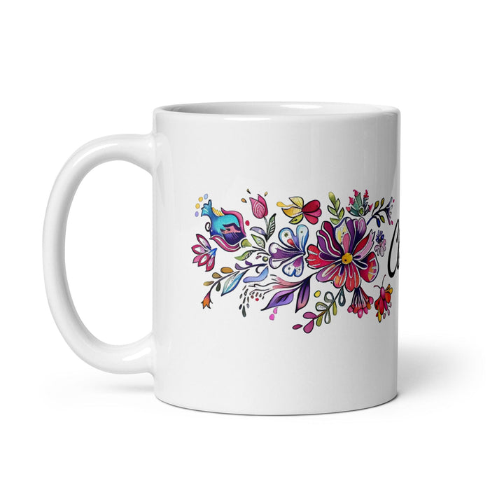 Clarisa Exclusive Name Art Piece Home Office Work Coffee Mug Mexican Spanish Pride Gift Cup One-Of-A-Kind Calligraphy White Glossy Mug | C3 Mexicada