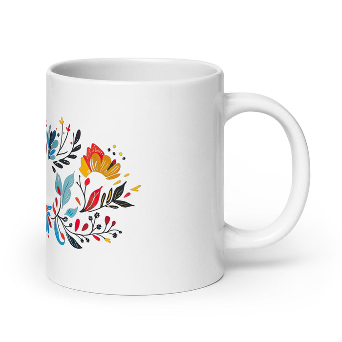 Clarisa Exclusive Name Art Piece Home Office Work Coffee Mug Mexican Spanish Pride Gift Cup One-Of-A-Kind Calligraphy White Glossy Mug | C4 Mexicada 20 oz