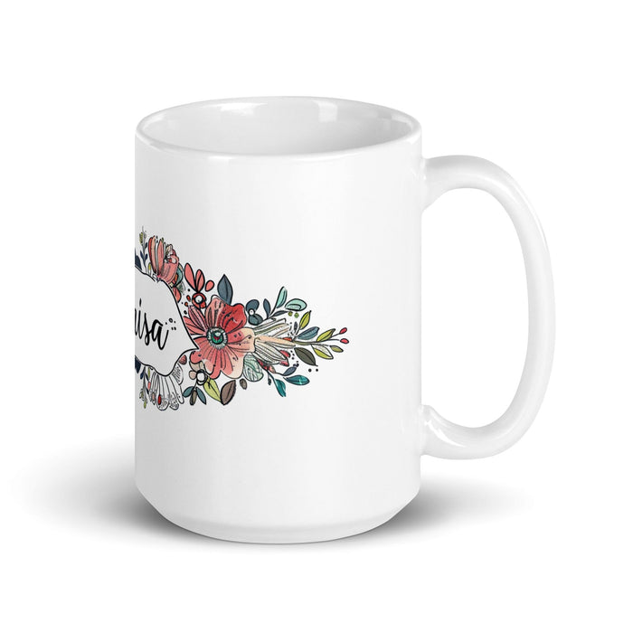 Clarisa Exclusive Name Art Piece Home Office Work Coffee Mug Mexican Spanish Pride Gift Cup One-Of-A-Kind Calligraphy White Glossy Mug | C5 Mexicada 15 oz