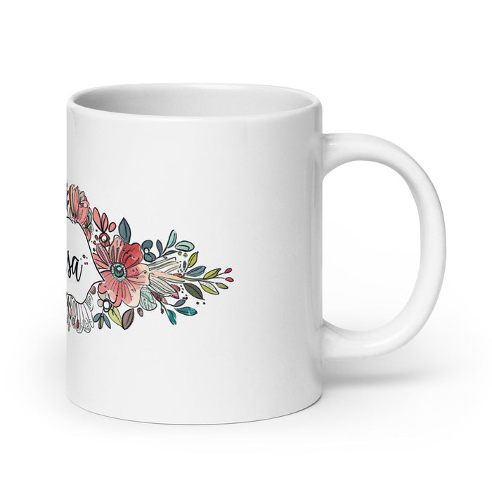 Clarisa Exclusive Name Art Piece Home Office Work Coffee Mug Mexican Spanish Pride Gift Cup One-Of-A-Kind Calligraphy White Glossy Mug | C5 Mexicada 20 oz