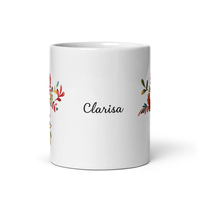 Clarisa Exclusive Name Art Piece Home Office Work Coffee Mug Mexican Spanish Pride Gift Cup One-Of-A-Kind Calligraphy White Glossy Mug | C7 Mexicada