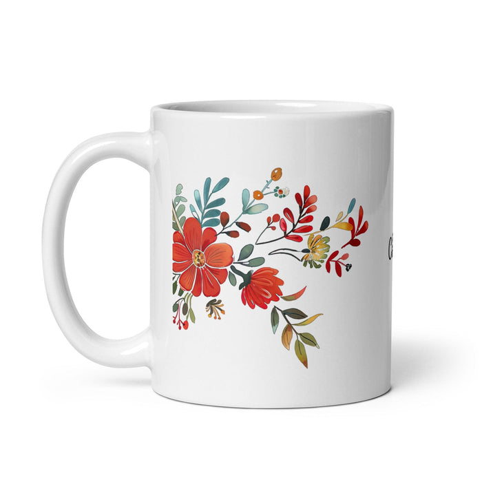 Clarisa Exclusive Name Art Piece Home Office Work Coffee Mug Mexican Spanish Pride Gift Cup One-Of-A-Kind Calligraphy White Glossy Mug | C7 Mexicada