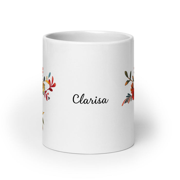 Clarisa Exclusive Name Art Piece Home Office Work Coffee Mug Mexican Spanish Pride Gift Cup One-Of-A-Kind Calligraphy White Glossy Mug | C7 Mexicada