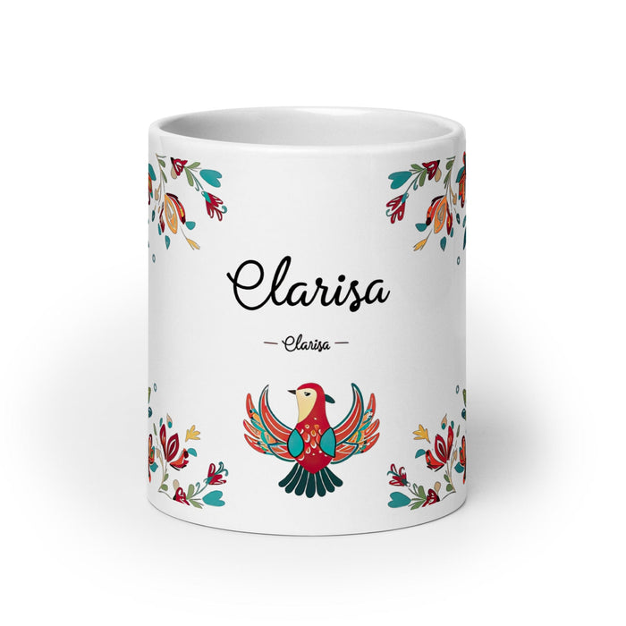 Clarisa Exclusive Name Art Piece Home Office Work Coffee Mug Mexican Spanish Pride Gift Cup One-Of-A-Kind Calligraphy White Glossy Mug | C9 Mexicada