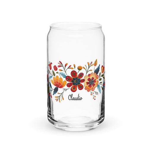 Claudio Exclusive Name Art Piece Can-Shaped Glass Home Office Work Mexican Spanish Pride Gift Cup One-Of-A-Kind Calligraphy Glass | C2 Mexicada 16 oz (No Lid No Straw)