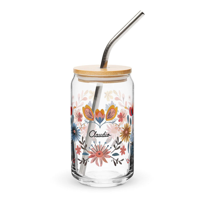 Claudio Exclusive Name Art Piece Can-Shaped Glass Home Office Work Mexican Spanish Pride Gift Cup One-Of-A-Kind Calligraphy Glass | C6 Mexicada 16 oz With Lid & Straw