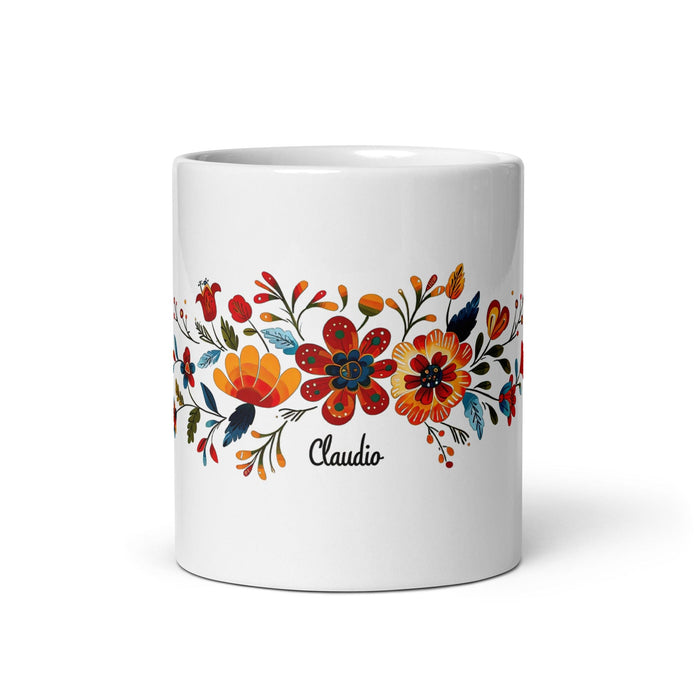 Claudio Exclusive Name Art Piece Home Office Work Coffee Mug Mexican Spanish Pride Gift Cup One-Of-A-Kind Calligraphy White Glossy Mug | C2 Mexicada