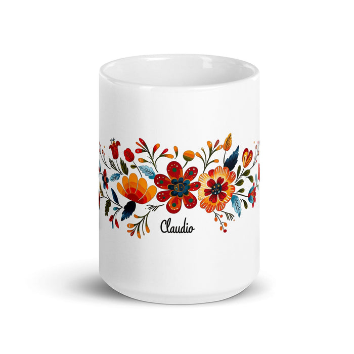 Claudio Exclusive Name Art Piece Home Office Work Coffee Mug Mexican Spanish Pride Gift Cup One-Of-A-Kind Calligraphy White Glossy Mug | C2 Mexicada