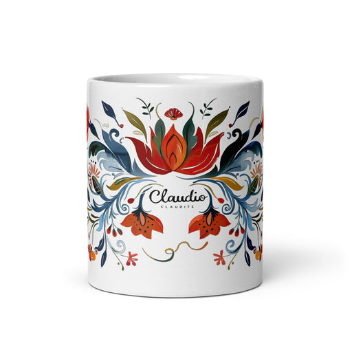 Claudio Exclusive Name Art Piece Home Office Work Coffee Mug Mexican Spanish Pride Gift Cup One-Of-A-Kind Calligraphy White Glossy Mug | C3 Mexicada