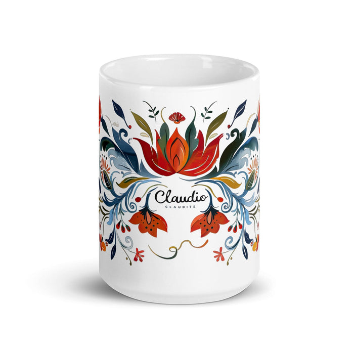 Claudio Exclusive Name Art Piece Home Office Work Coffee Mug Mexican Spanish Pride Gift Cup One-Of-A-Kind Calligraphy White Glossy Mug | C3 Mexicada