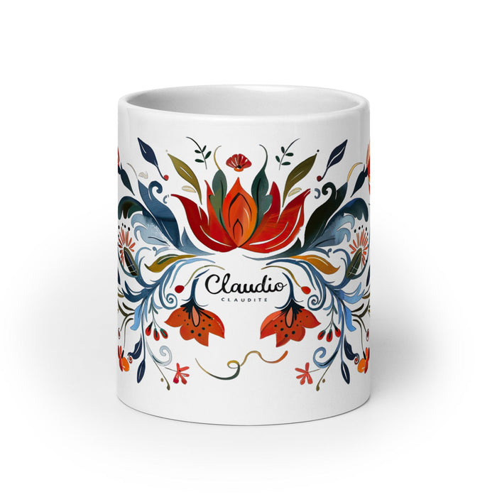 Claudio Exclusive Name Art Piece Home Office Work Coffee Mug Mexican Spanish Pride Gift Cup One-Of-A-Kind Calligraphy White Glossy Mug | C3 Mexicada